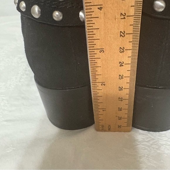 BCBGeneration Lokki ankle bootie in black suede with studded straps. Size 8 - Picture 5 of 11